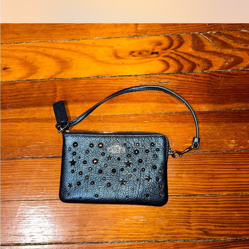 Black/Navy Metallic Studded Wristlet